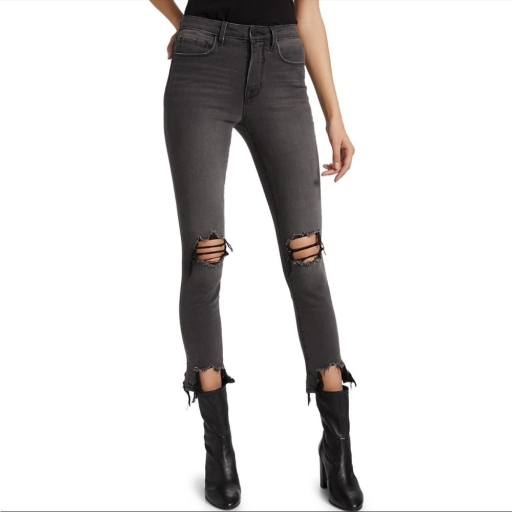 L'AGENCE High Line Skinny High Rise Jeans in Nighttime Destruct Size 26 - Picture 13 of 14